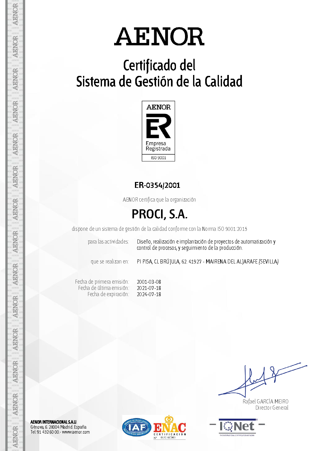 Certificado AENOR_PROCISA
