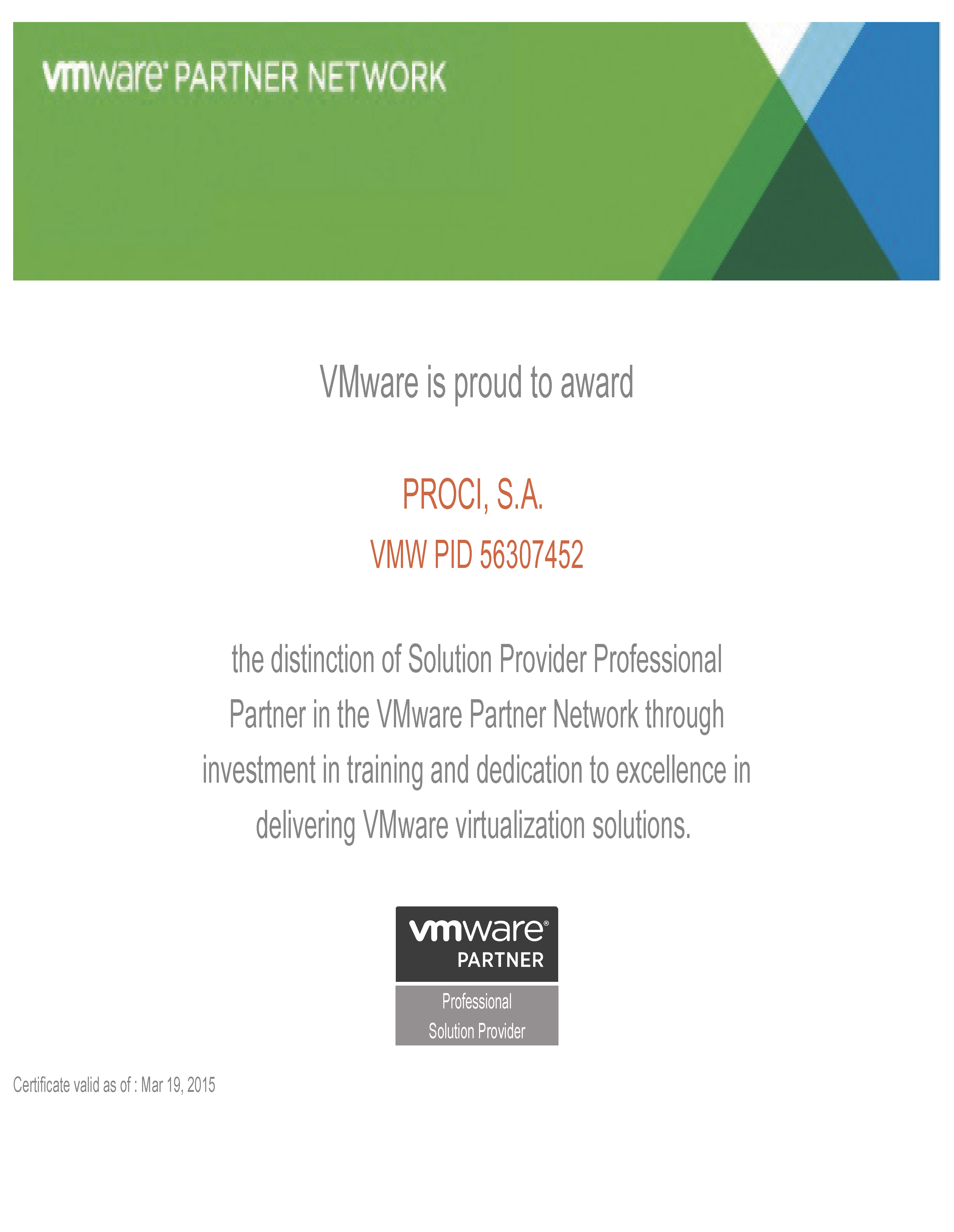 Certificado vmWare_PROCISA
